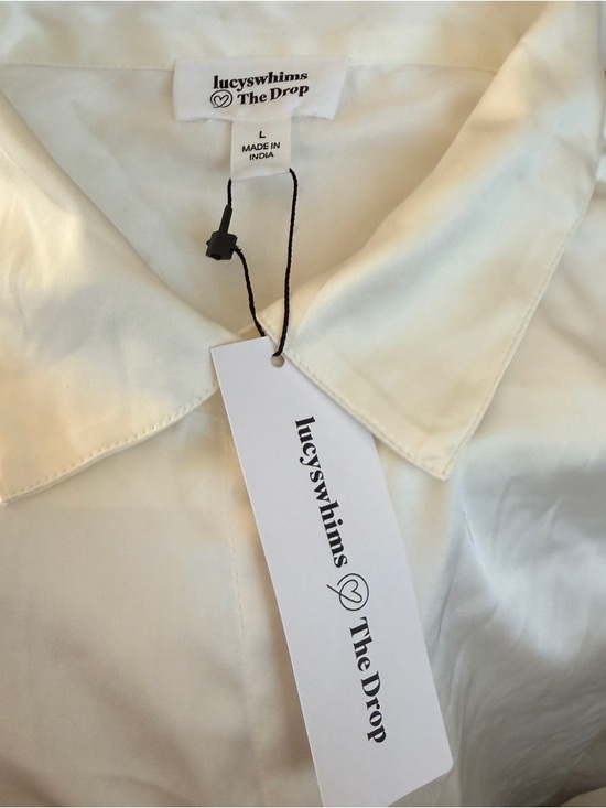 NWT lucyswhims x The Drop Ivory Button‑Up Blouse – Size L - Picture 10 of 14